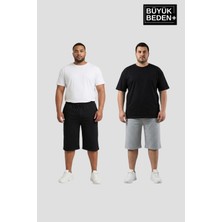 Superlife Büyük Beden Erkek 2’li Kapri Şort Rahat Kalıp Seti 3xl-6xl  SPR26BSR591+2