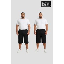 Superlife Büyük Beden Erkek 2’li Kapri Şort Rahat Kalıp Seti 3xl-6xl  SPR26BSR591+2