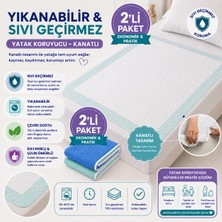 Ata Exclusive Fabrics Abso (2 Li Paket) Yüksek Emici,sıvı Geçirmez,yıkanabilir Kanatlı Yatak Koruyucu (85X90 Cm)