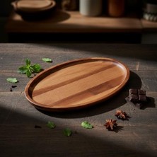 Sayemons Akasya Ağacı Oval Sunum Tabağı (28X18 Cm) | Yükseltilmiş Kenarlı Doğal Ahşap Servis Tepsisi | Kahve, Peynir ve Atıştırmalık Sunumları Için