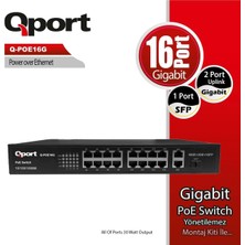 Sayemons Qport Q-POE16G 16 Port Gıgabıt + 2 Port Gıgabıt Uplınk Poe Swıtch