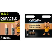 Sayemons Şarj Edilebilir Aa 2500 Mah Kalem Piller, 2'li + Optimum Aaa Alkalin Ince Kalem Piller, 1,5 V LR03/MN2400, 8’li Paket
