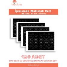 Kirpictures 120 Adet Premium Opak + Beyaz Baskı Baharat,Kuruyemiş,Bakliyat Etiket Seti - Suya Dayanıklı Kavanoz Etiketi Sticker Düzenleyici
