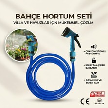 Plasyay Düz Sulama ve Yıkama Hortumu ve Gül Başlıklı Set