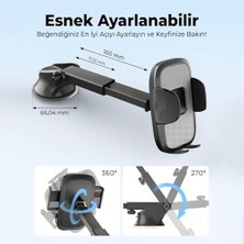 Sayemons Bix Bxch7 Uzayabilen ve Ayarlanabilir Cam Torpido ve Havalandırma Için Çift Fonksiyonlu Araç Içi Vantuzlu Telefon Tutucu Siyah