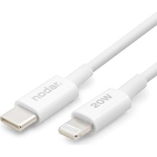 Sayemons Nodar 20W Usb-C To Lightning Hızlı Şarj Kablosu 1 Metre Pd Veri Kablosu 14, 13, 12, 11, Pro, Max, iPad Uyumlu Sağlam ve Dayanıklı Tpu Yalıtım Yüksek Hızlı Veri Transferi Beyaz ND1151
