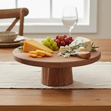 Sayemons Doğal Akasya Ahşap Ayaklı Sunum Tahtası ve Kesme Panosu - 24.5x9.5x1.5 cm Dekoratif Kahve, Peynir ve Sushi Servis Tepsisi