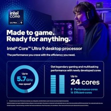 Sayemons Intel Core Ultra 9 Masaüstü Işlemci 285K - 24 Çekirdek (8 P Çekirdeği + 16 E-Çekirdek) 5,7 Ghz'e Kadar