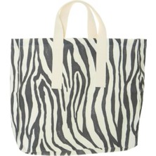 MYBEDESTEN Bez Çanta - Zebra Baskılı Gabardin
