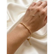 Happy Accessories Yıldız Figürlü Zirkon Taşlı Kadın Su Yolu Çelik Bileklik
