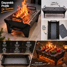 Alfatech Isme Özel Tasarım Portatif Demonte Mangal 35X55 cm – 2 mm Çelik Kamp ve Piknik Izgarası