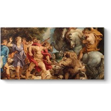 Sayemons Peter Paul Rubens - Calydonian Yaban Domuzu Avı Tablosu 100 x 50