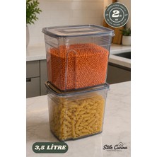 Stile Cucina 2li Ekonomik 3,5 Litre Strip Mega Boy Erzak Saklama Kabı Antrasit