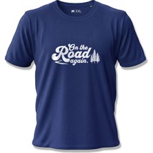 North Whiskers On The Road Again Baskılı %100 Pamuklu Lacivert Outdoor Tişört