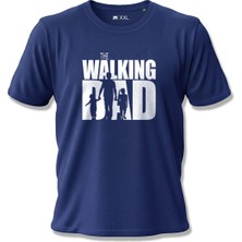 North Whiskers "The Walking Dad" Baskılı %100 Pamuklu Lacivert Babalar Günü Tişörtü