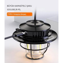 Sayemons Şarj Edilebilir Retro Kamp Lambası 200 Lümen | 1500MAH Type-C | Kademesiz Karartma | Askılı LED Kamp Feneri