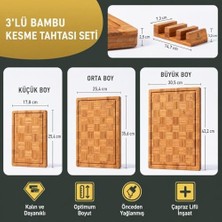 Sayemons Daisy 3’lü Bambu Kesme Tahtası Seti Büyük Orta Küçük Boy Et Sebze Sunum & Servis Tahtası