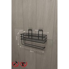 Sayemons Banyo Yapışkanlı Raflı Kağıt Rulo Havluluk Peçetelik Havlu Kağıltlık Siyah Banyo Mutfak Düzenleyici Raf Banyo Düzenleyici Mutfak Rafı