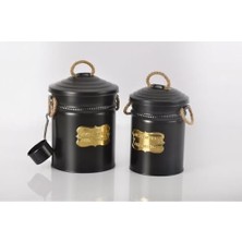 Sayemons Galvaniz Bulaşık Deterjan Kutusu, Metal, Ölçekli Tasarım, Halat Saplı, 2'li Set (Siyah)