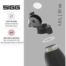 Sayemons - Yalıtımlı Içecek Şişesi – Termos Shield Therm One – Gazlı Içecekler – Sızdırmaz – Bulaşık Makinesinde Yıkanabilir – Bpa Içermez –%90 Geri Dönüştürülmüş Paslanmaz Çelik – Siyah – 1,5 L
