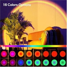 Sayemons Rgb Sunset Gün Batımı Projektör, 16 Renk Modlu, LED Ambiyans Işığı, Hd Kristal Lens, 360° Döner Başlık, Uzaktan Kumandalı, Ayarlanır Parlaklık, Fotoğraf ve Sosyal Medya Için Dekoratif Lamba