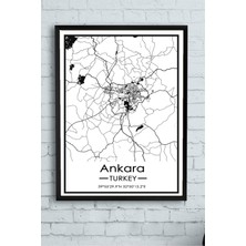 Sayemons (PSTER14376) Ankara Harita Dekoratif Tasarım Çerçeveli Tablo 50 x 70