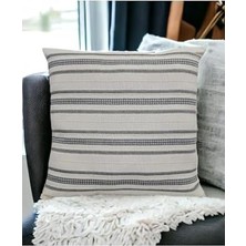 Sayemons Buldan Dokuma TASARIM%100 Pamuklu 45X45CM Kırlent Kılıfı Krem Bej-Siyah