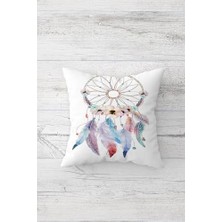 Sayemons Pelangi Kalp ve Catcher Desenli Gizli Fermuarlı Kırlent Kılıfı Koltuk Yastık Kılıfı TAKIM(4ADET), Mor-Pembe-Beyaz 45 x 45