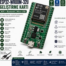 ESP32-WROOM-32U Wifi Bluetooth Geliştirme Modülü (Yeşil)+Hediye Setli