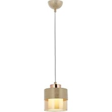Sayemons AV-60193-1KRM Krem Boyalı Modern Avize, E27, Metal, Cam, 15CM