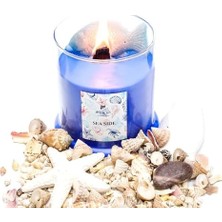 Sayemons Missi Büyük Üfleme Cam Balık Dekorlu Saks Mavisi Ocean Breeze Kokulu Vegan Mum (380 Gr)