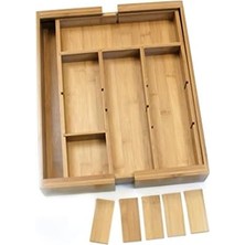Sayemons International 8882 Bambu Ahşap Çıkarılabilir Bölücüler ile 18-3/4 "sofra Takımı Çekmece Organizatörüne Genişletilebilir