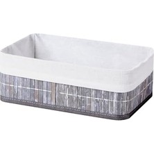 Sayemons Bambu Çok Amaçlı Saklama Kutusu Düzenleyici Büyük Boy Organizer, Dekoratif Bambu Düzenleyici Gri (33X23X12CM)