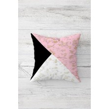 Sayemons Pelangi Geometrik Üçgen Desenli Gizli Fermuarlı Kırlent Kılıfı Koltuk Yastık Kılıfı TAKIM(4ADET), Pembe-Siyah 45 x 45