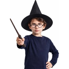 Uravas Store Mey Ithalat® Harry Potter Tarzı Çocuk Seti (Siyah Keçe Şapka, Asa, Gözlük)