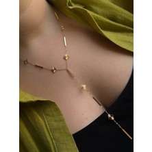 Owentis Çelik Gold Zarif Cleef Model Y Form Fried Kolye -Kararma Yapmaz-