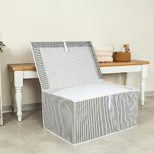 Sayemons Pazar Kapısı Çok Amaçlı Düzenleyici Kapaklı Sandık Tipi Kutu Hurç Organizer (50 x 40 x 30, Gri)