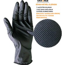 Mg Gloves Elmas Dokulu Siyah Nitril Eldiven Pürüzlü 50 Adet