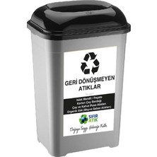Deembro Geri Dönüşmeyen Sıfır Atık Kutusu 50 Lt Geri Dönüşüm Kutusu Atık Kovası Plastik Büyük Boy  33*43*60 cm Geri Dönüşemeyen
