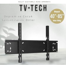 Sayemons Tvtech TV-4085 Televizyon Duvar Askı Aparatı, 40"-85" Inç (102-216CM) Vesa 400X400-600X400-600X500-700X500 Max 50KG/110LBS-KILITLI Sistem-Sarsılmaz-Depreme Karşı-Çocuk Kilitli - Kavisli/curved Uyumlu