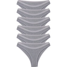 Universal Kadın 6’lı Gri Pamuklu Likralı Bikini Külot