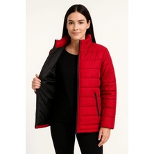Stelol Bomber Mont Ceket – Su Itici Kumaş, Kapitone Astarlı, Fermuarlı, Kışlık - Kırmızı