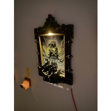 Pilovestik Kara Inci Korsan Gemisi 3D Duvar Sanatı, Ledli Duvar Sanatı 25X39CM