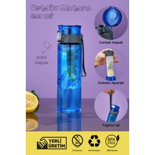 Empressco Sağlıklı ve Şık 800 ml Detoks Su Matara, Pipetli, Bpa’sız, Kilitli Mavi