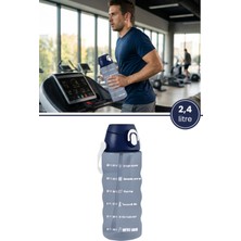 Empressco 2,4l Zaman Çizelgeli Mavi Sporcu Su Şişesi, Pipetli, Sızdırmaz