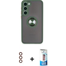 Marsilyan™- Galaxy S23 Plus Kılıf Yörünge Çizgi - Siyah 5d Eko Cam Ekran Koruyucu + Metal Kamera Lens - Kı