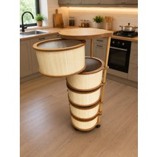 Bambu Ahşap 5  Katlı Sebzelik  Düzenleyici Patates Soğanlık Organizer