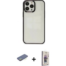 Marsilyan™- iPhone 13 Pro Max Kılıf Doruk Doku Prime - Siyah Bilvis 3D Cam Ekran Koruyucu + Renkli Kamera Lens Koruma Cam - Yl