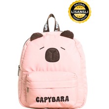 Capybara Orijinal Lisanslı Çocuk Okul /anaokulu Çantası, 3D Figürlü, Su Geçirmez Kumaş, Ön Cepli