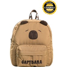 Capybara Orijinal Lisanslı Çocuk Okul /anaokulu Çantası, 3D Figürlü, Su Geçirmez Kumaş, Ön Cepli